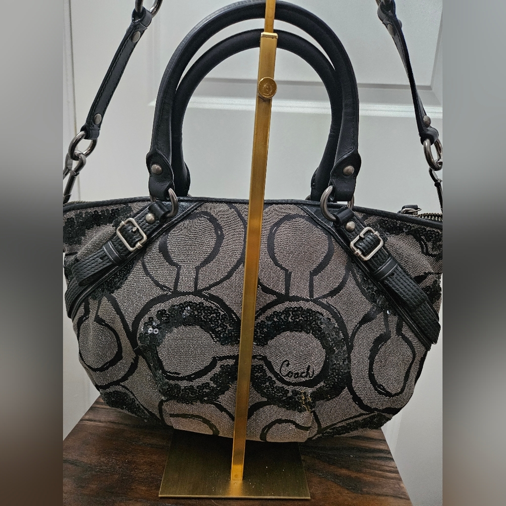 Coach Madison Signature Op Art Sophia Sequin Metallic Satchel-style 15945- 2010 - Picture 2 of 14